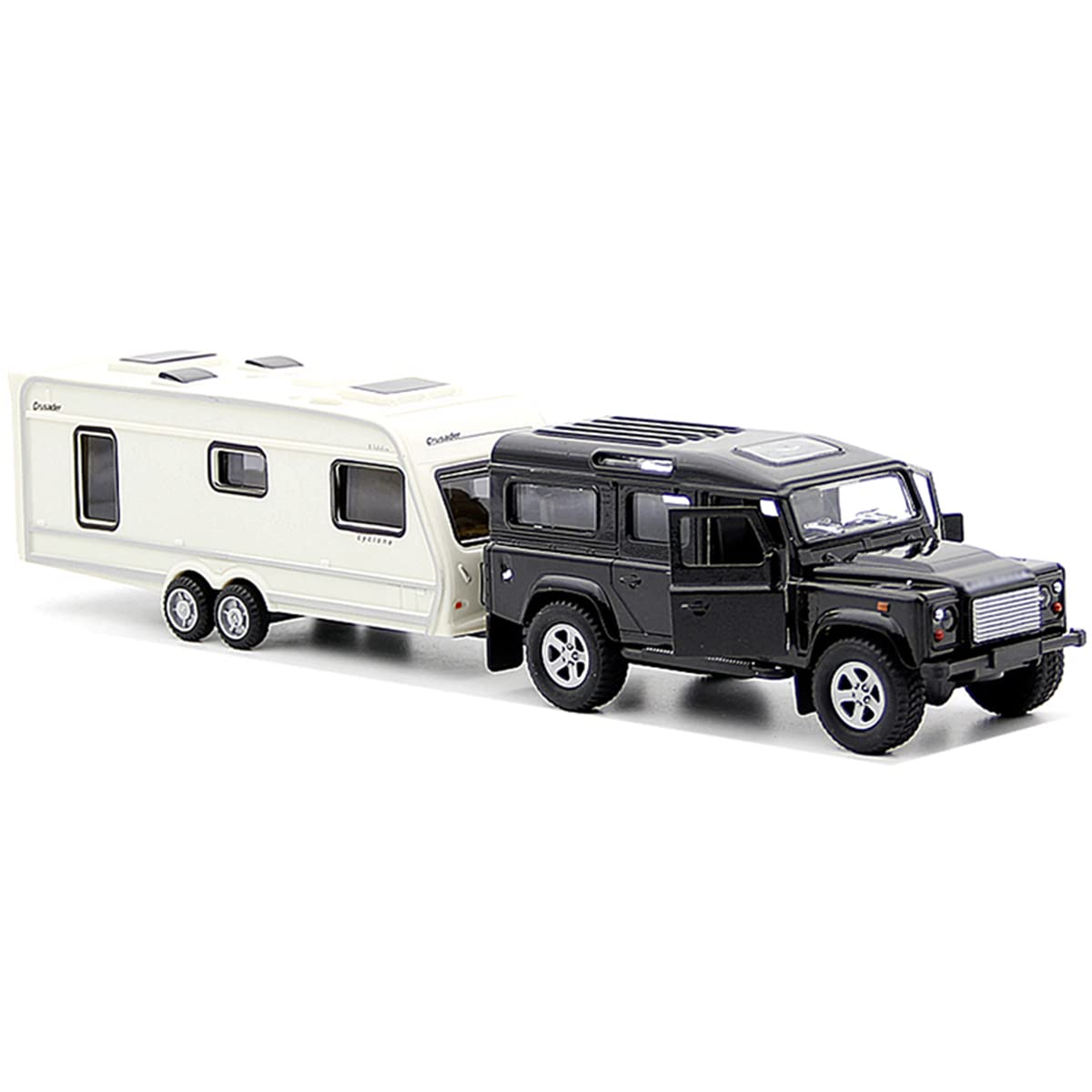 Toy Camper SUV Trailer Towing RV Motorhome Toys for Boys Diecast Truck Model Car Metal Pull Back Toy Cars Vehicle, Doors Open Li