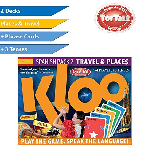 Kloo'S Learn To Speak Spanish Language Card Games - Place & Travel - Pack 2 (Double Decks)