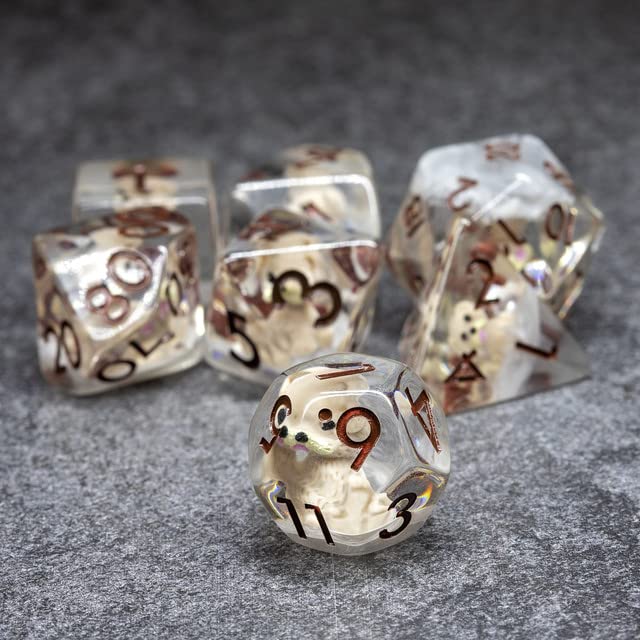 Sage's Portal Animal Familiars Resin DND Dice Set Polyhedral Dice Set for Dungeons and Dragons RPG Pathfinder Tabletop TTRPG (Pu