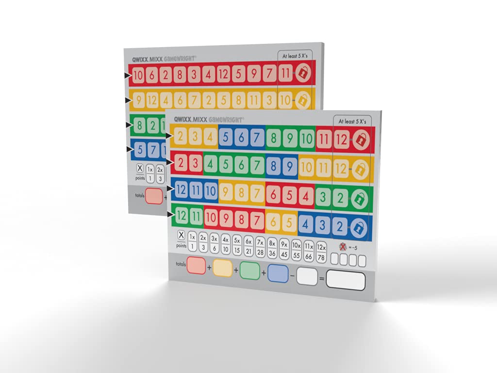 Gamewright Qwixx Mixx - Genuine Enhanced Game Play Add-On Replacement Scorecards For Qwixx - A Fast Family Dice Game