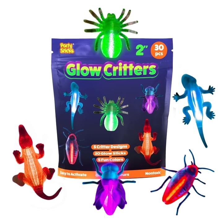Partysticks Glow Critters And Halloween Trick Or Treat - Glow Sticks Party Favors - Glow In The Dark Party Supplies - Small