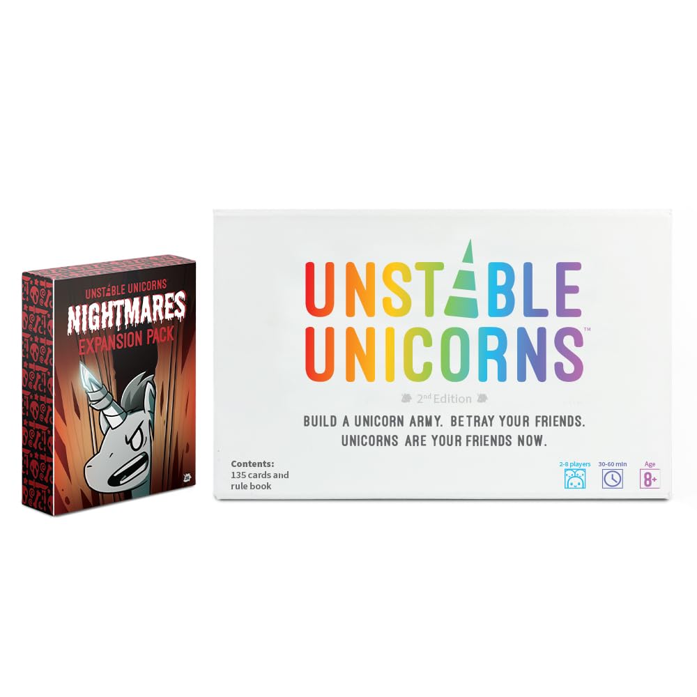 Unstable Games Unstable Unicorns Nightmares Expansion - Cardboard, One Size, White/Black - Add to Your Card Game Collection