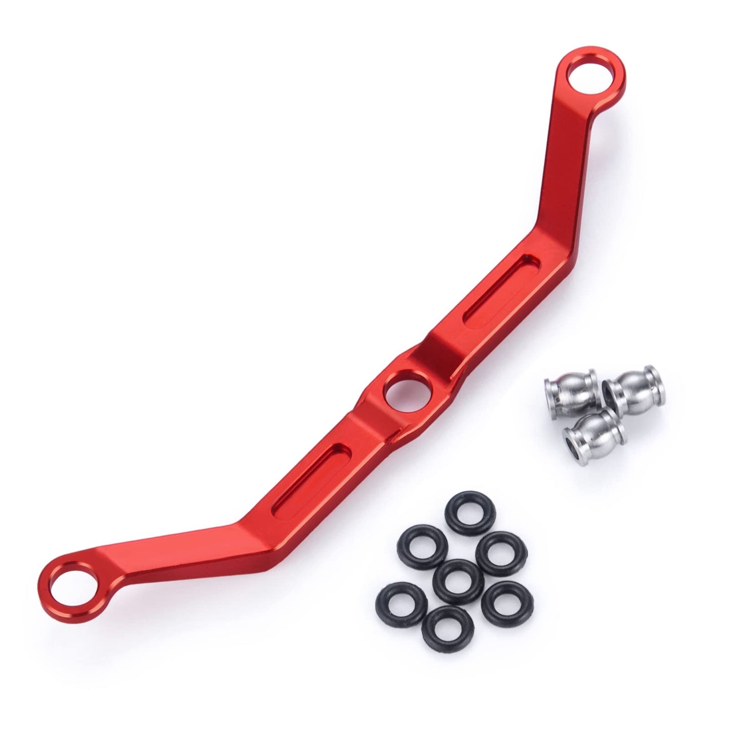 RCLIONS Aluminum Steering Link for 1/18th TRX4M RC Crawler Car Upgrades (Red)