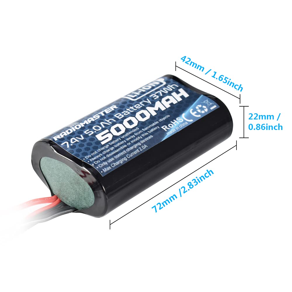 SoloGood RadioMaster TX16S Battery 7.4V 5000mah 2S Battery XT30 Plug for TX16S TX12 Radio Transmitter,Large Endurance