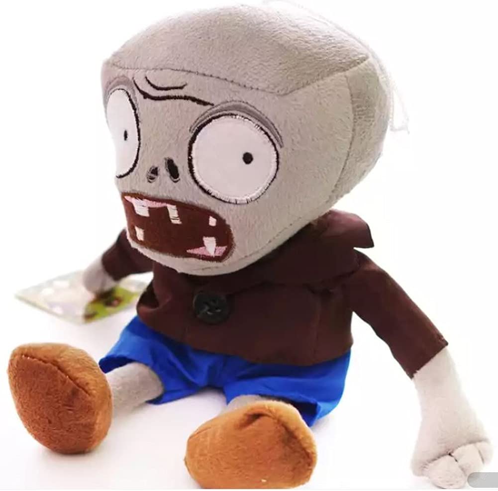 JHESAO 12" PVZ Plush Zombies Dolls - Brown & Gray, Soft Cotton Stuffed Toys, Model GZ, 1PCS