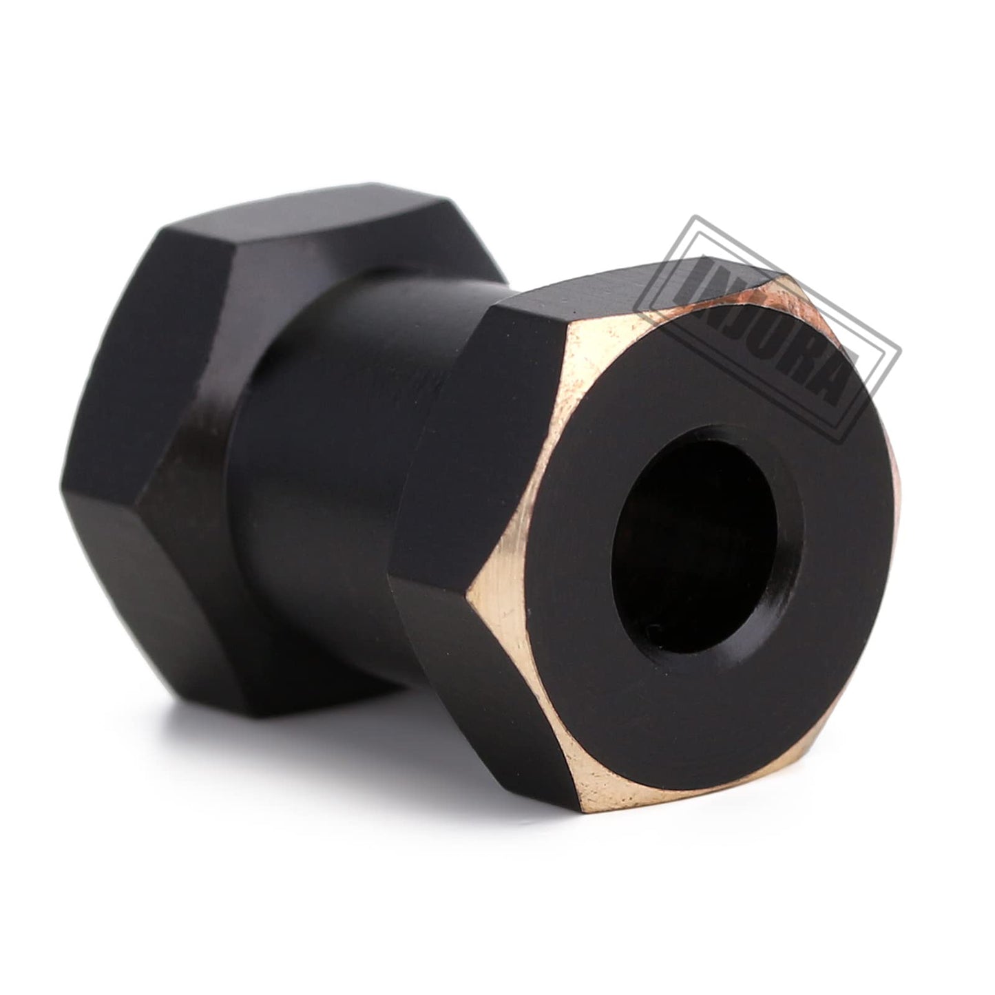 INJORA RC Hex Hub 12mm Brass Wheels Hex Hub Extension Black Hex Drive Adapter for 1/10 RC Crawler Axial SCX10 90046 D90 (12mm)