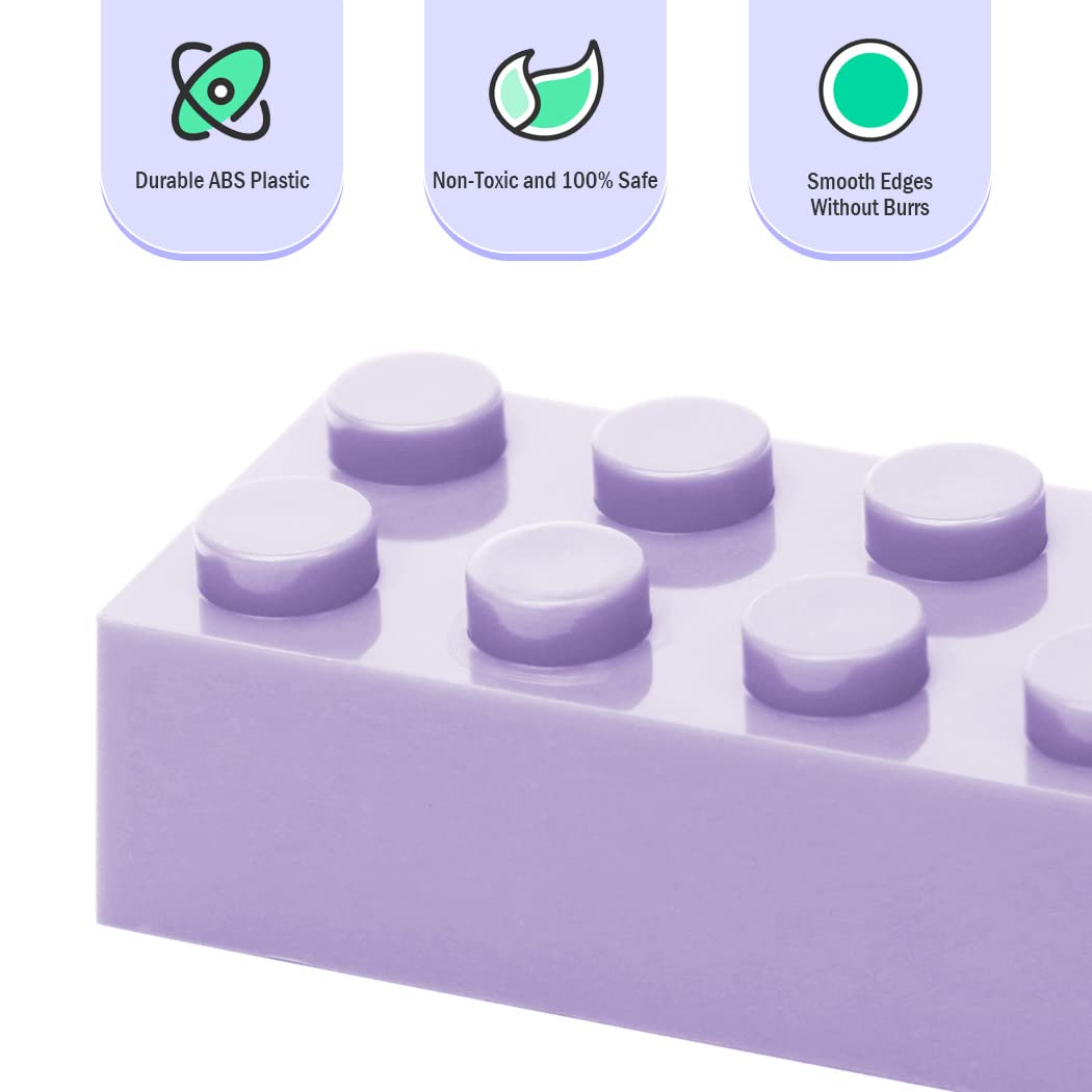 Unirolic Classic Building Bricks, 200 Piece 2X4 Building Blocks Stem Creative Building Toys, 100% Compatible With All Major Brands, Building Bricks Play Set For Kids Age 6+ (Violets)