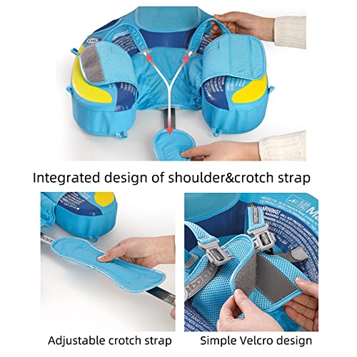 Luckclubtojoy Mambobaby Float with Canopy UPF 50+, Solid Non Inflatable Baby Pool Float with Tail, Infant Waist Swim Ring Swim T