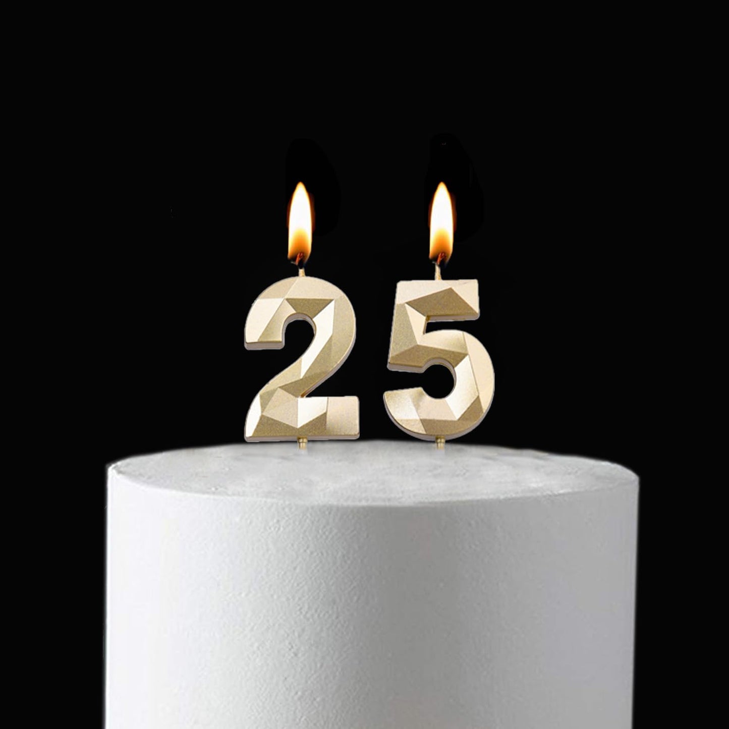 2 inch Gold 25 & 52 Birthday Candles, 3D Diamond Number 25th & 52nd Cake Topper for Men Women Birthday Party Decorations Theme P