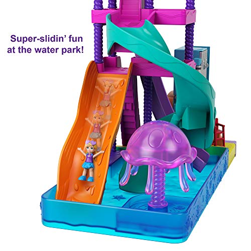 Polly Pocket Outdoor Toy With 2 Micro Dolls & Accessories, Pollyville Super Slidin Water Park Playset