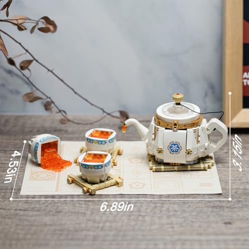 ENJBRICK Mini Building Blocks Teapot Kit for Adutls,Cute City Tea Shop Building Set for Girls 8-12 Years 690 pcs