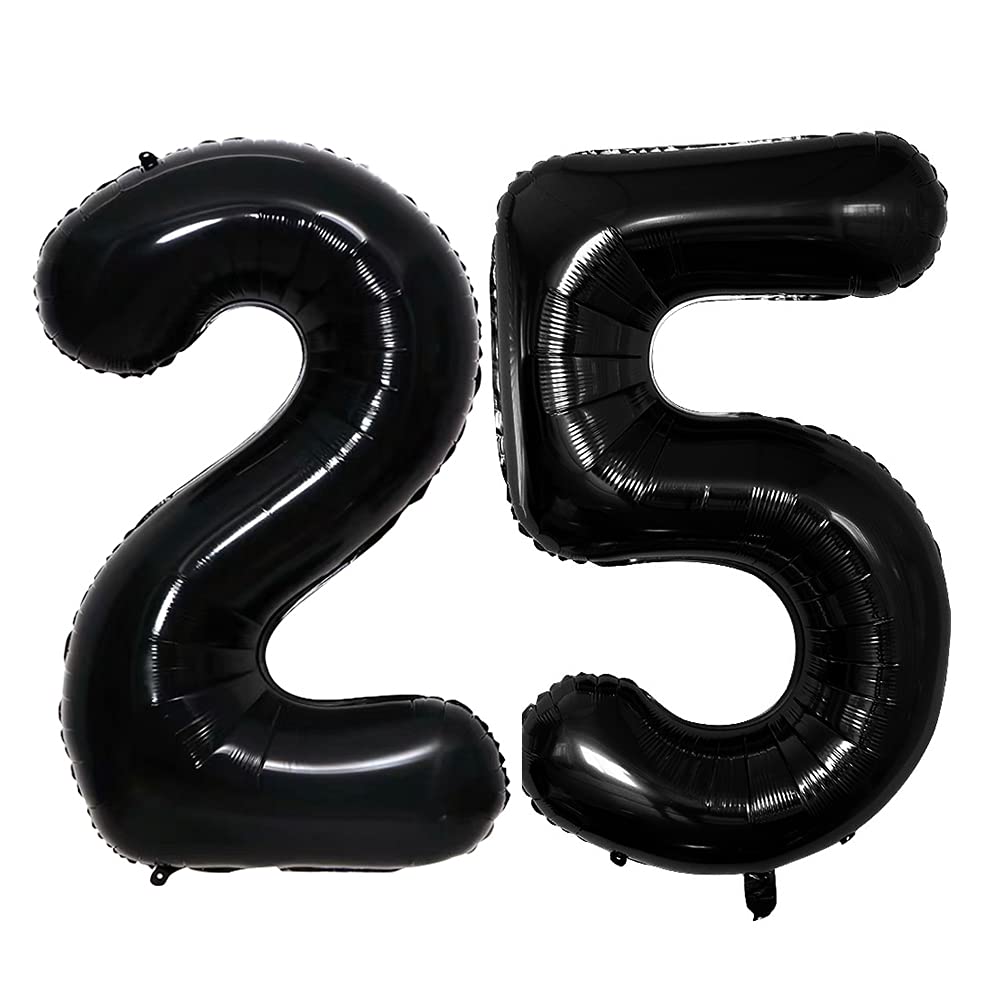 Goer Number 25 Balloons For 25Th Birthday Party Decorations,42 Inch Jumbo Foil Helium 52 Balloons For 52Nd Birthday Party Decoration (Black)