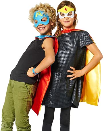 Nugeriaz Superhero Cape For Kids-Halloween Cape And Mask Cosplay Costumes Set For Kids (Double Sided Cape) (2Pcs Red)