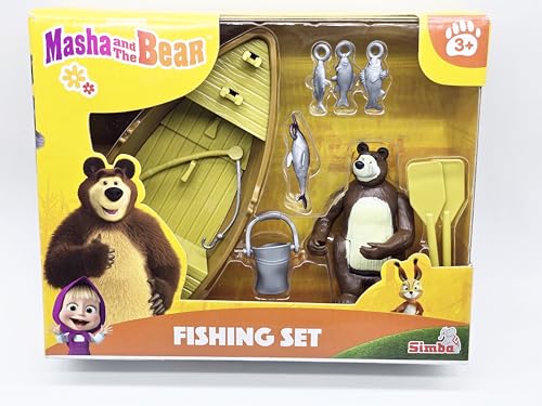 Masha And The Bear By Fratelli Playset(3 Inch Masha Series Bear Doll And Its Boat And Fishing Accessories)