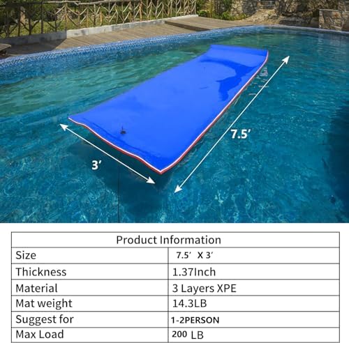 HOMEER Water Floating Pad, 11x5 FT Floating Mat 3-Layer Floating Foam Pad Lily Pad Floating Mat for Swimming Pool, Beach, Lake(B