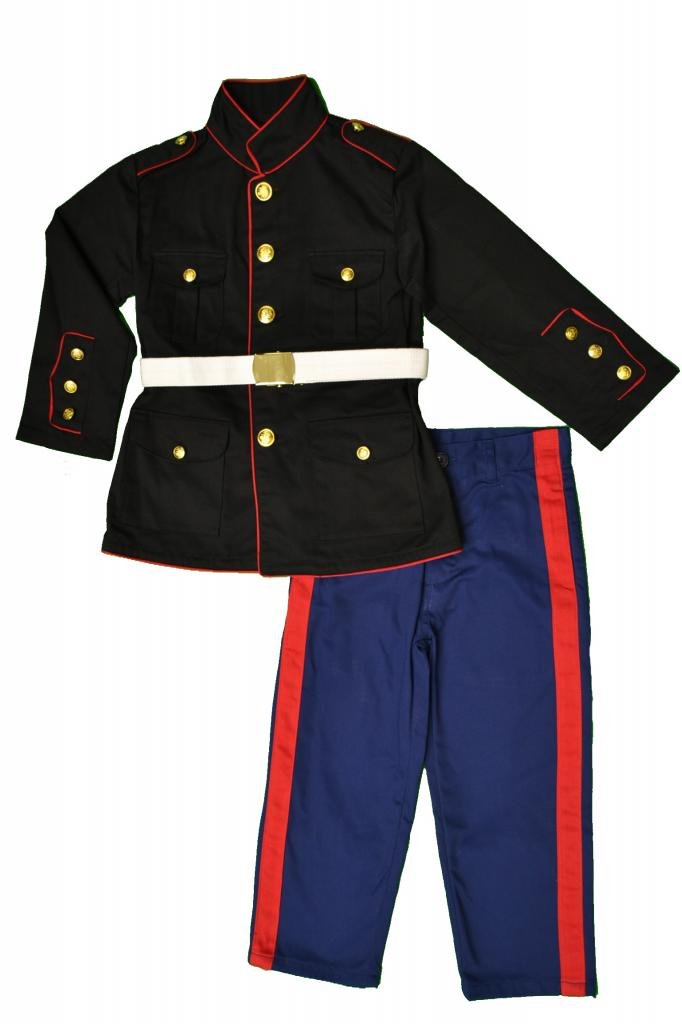Trooper Clothing Kids Marine Dress Blues 3Pc Set-Med (10-12) -Blue & Black
