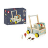 Janod Wooden Pull-Along Ice Cream Cart with 4 Ice Creams, Silent Wheels, Anti-Tip System, FSC-Certified, Multicoloured, Model J08049