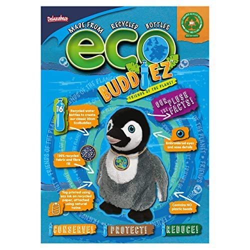 Ecobuddiez - Penguin From Deluxebase. 12 Inch Penguin Plush Toy. Eco Friendly Child Safe Penguin Stuffed Animal Made From Recycled Plastic Bottles.