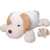 CUDDLERY Large Cream Weighted Plush Dog - 27" 6 lbs Luxury Stuffed Animal for Kids & Adults