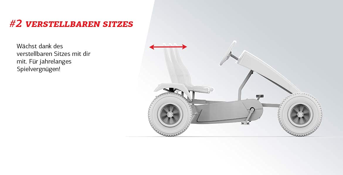 BERG Pedal Kart with XL Frame B.Super Yellow BFR-3 | Childrens Vehicle, Pedal car with Adjustable seat, with Freewheel, Childre