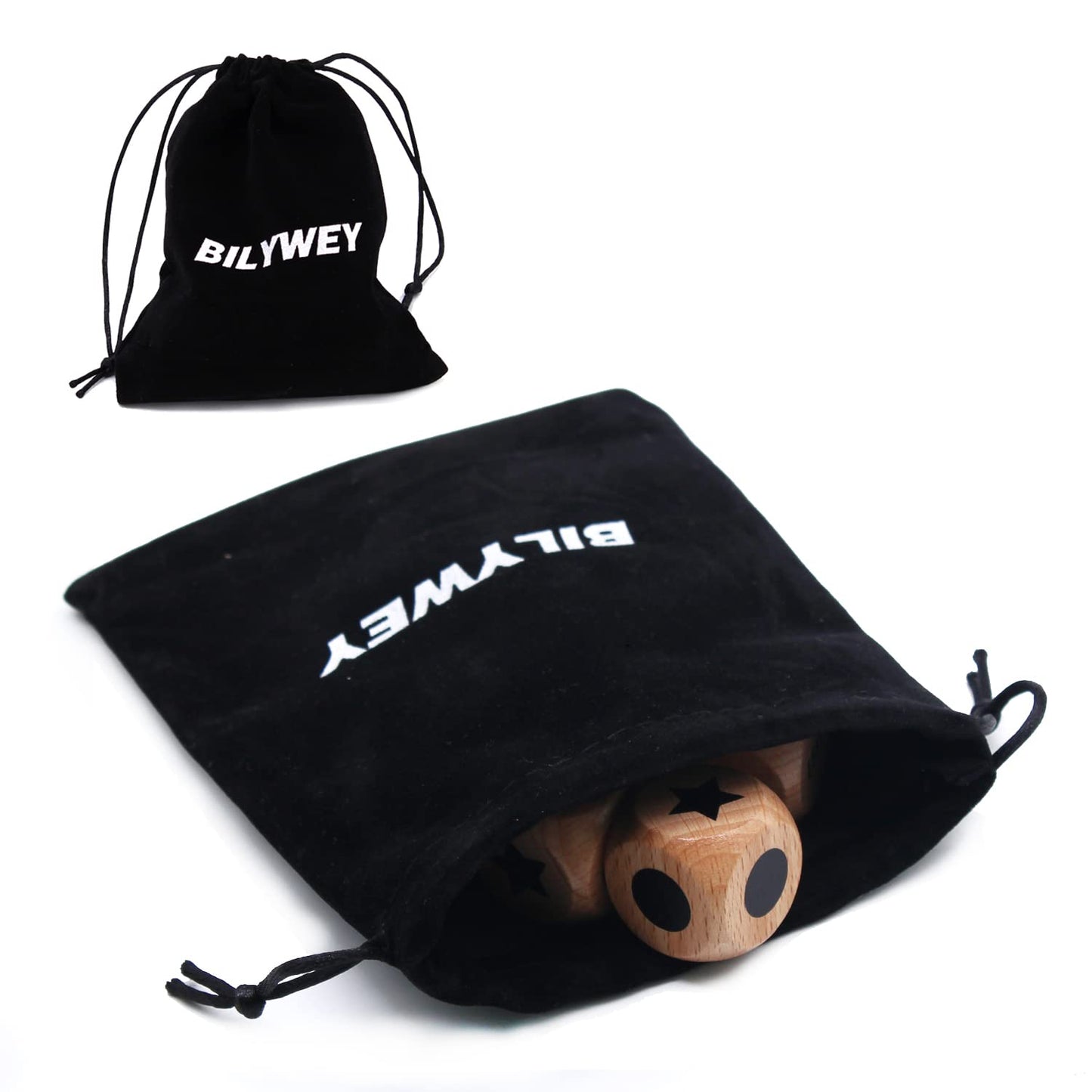 Bilywey 3Pcs Left Right Center Game Dice 1 Inch Beech Wood Dices With Drawstring Bag (3 Pcs)