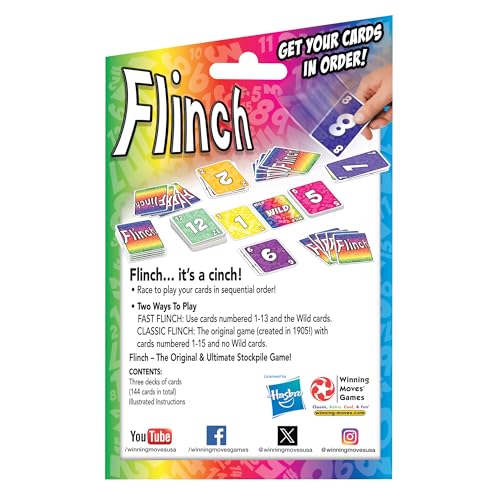 Winning Moves Flinch Card Game - Original Stockpile Game for 2-4 Players, Ages 7+ - Fun Family Card Game