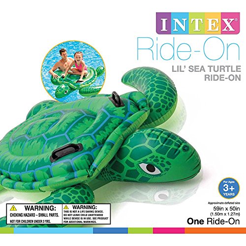 Intex Lil' Sea Turtle Inflatable Pool Float: Animal Pool Toy For Kids – 2 Heavy-Duty Handles – 88Lb Weight Capacity – 59' X 50' – For Ages 3+