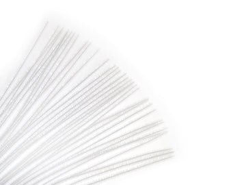 Krafty Kids GC025E, Tinsel Chenille Stems, Glitter Pipe Cleaners, 6mm by 12in, White, 1/4 x 12 X 35 Piece