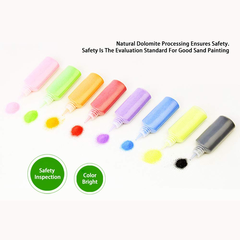 12 PCS Art Sand,1.25oz Bottles DIY Arts and Crafts Kit,Scenic Sand for Kids Arts & Crafts,Terrarium Sand Play DIY Drawing Sandb