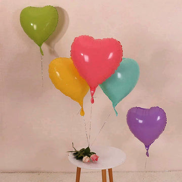 Stimulate Szxxzzmy 18 Inches 20 Macaron Color Heart Shaped Rainbow Party Foil Balloons, Foil Balloons For Party Decoration, Birt