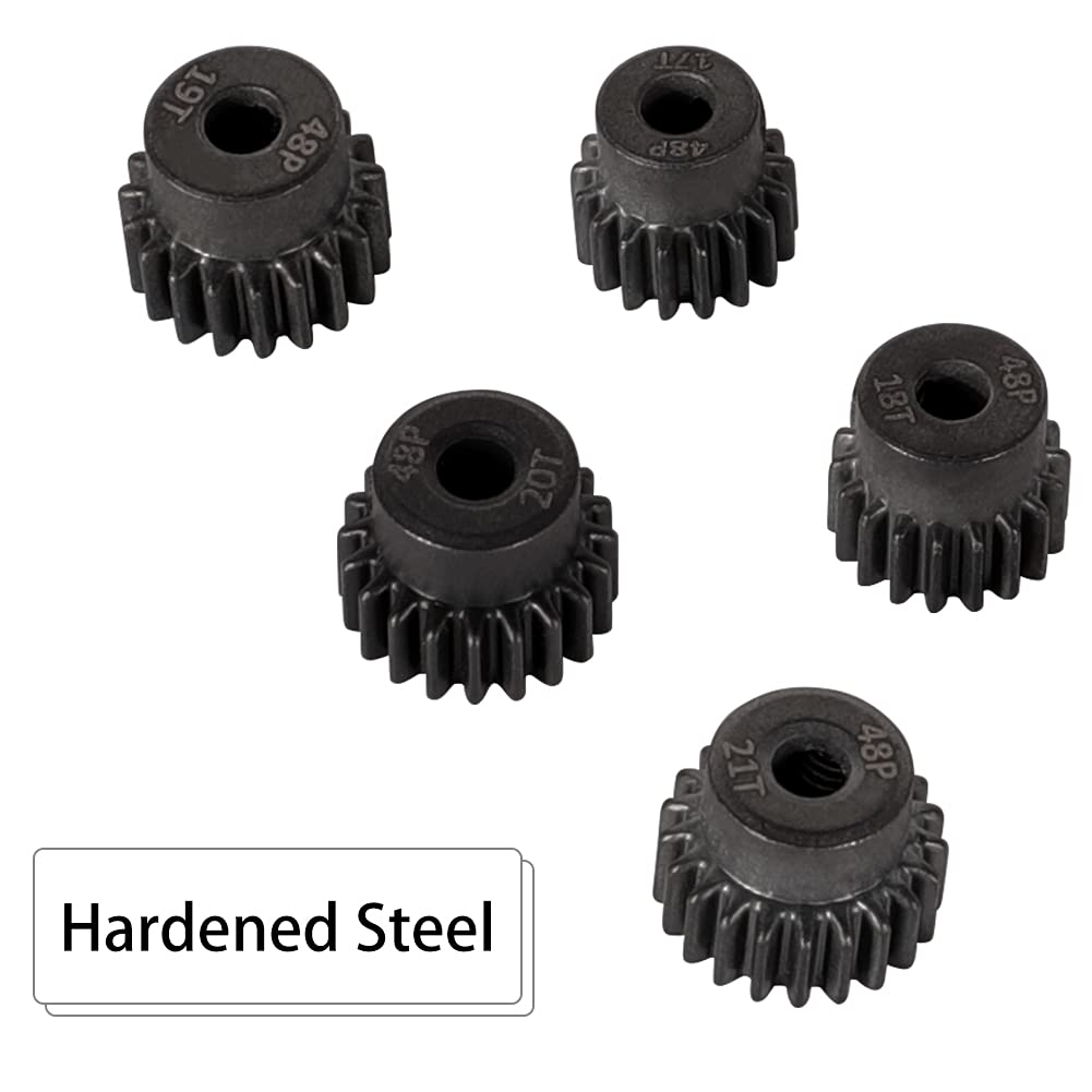 WEISHUJI Pinion Gear Set,48P Pinion Gear Set,48 Pitch Pinion Gear Set 3.175mm Shaft Hole 17T 18T 19T 20T 21T Pinion Gear with Sc