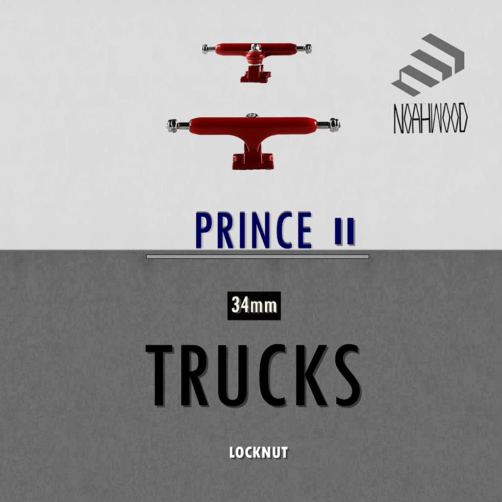 Noahwood Fingerboards Parts Professional Prince Ii Trucks (34Mm) + Update Self-Locking Nuts (Red)