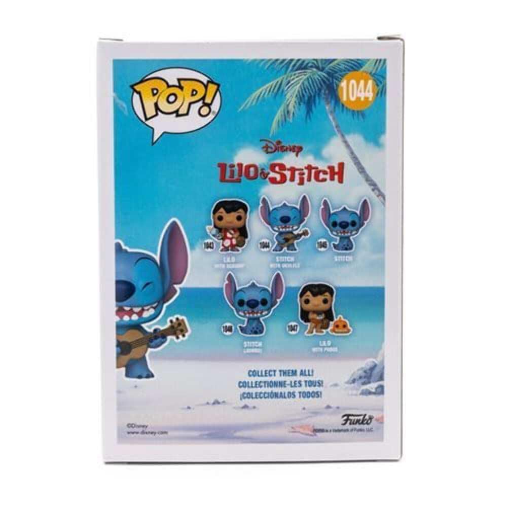 POP Funko Lilo & Stitch Stitch with Ukulele Vinyl Figure 3.75" Blue Diamond Glitter - Entertainment Earth Exclusive