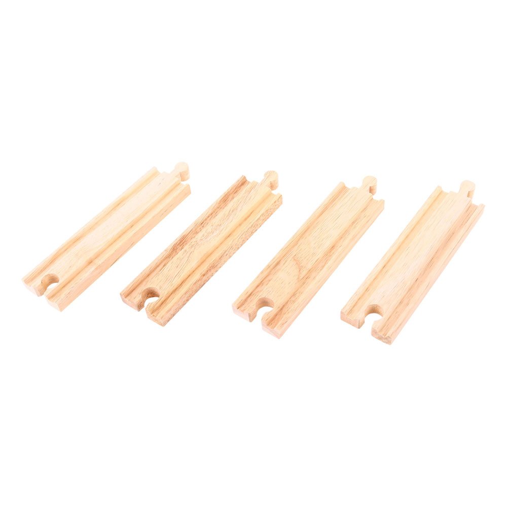 Bigjigs Rail Medium Straights (Pack Of 4) - Other Major Wooden Rail Brands Are Compatible