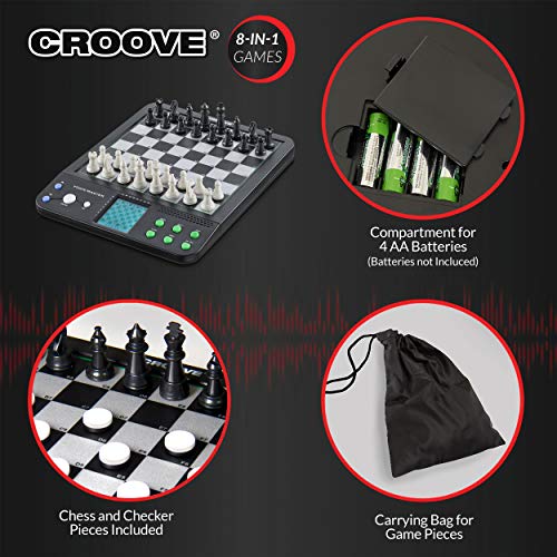 Electronic Magnetic Chess And Checkers Set 10', 8-In-1 Board Games, Digital Staunton Chess Board Game Sets For Adults & Kids, Teenager Toys, Gifts For Boys And Girls Ages 7 8 9 10 11 12+ Years Old