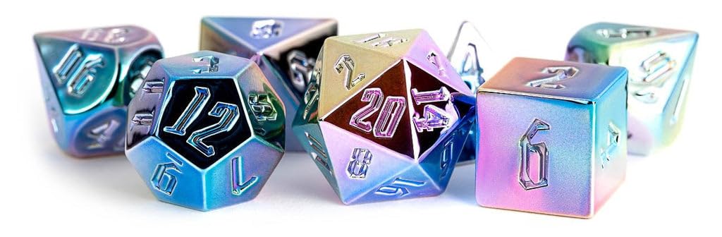 Metallic Dice Games Lic031 Metal Rainbow Aegis Dice - Set Of 7