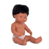 Miniland Baby Doll Hispanic Boy, 15'' Vinyl, Multicolor, Model 31237, Includes Down Syndrome Feature