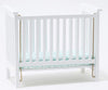 Classics By Handley Dollhouse Miniature White Slatted Nursery Crib With Blue Fabric