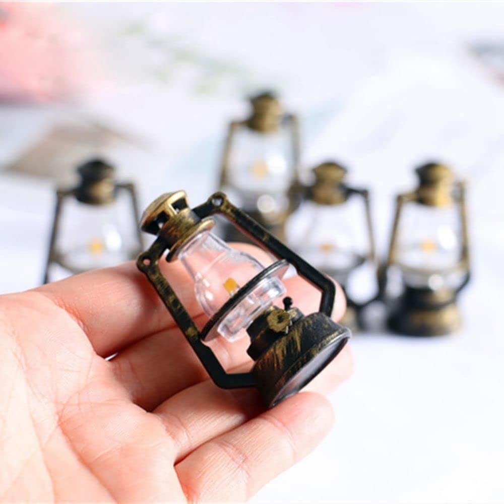 1Pc Miniature Lamps For Dollhouse,Doll House Miniature Retro Oil Lantern Dollhouse Accessories Scene Ornaments Dollhouse Miniatu