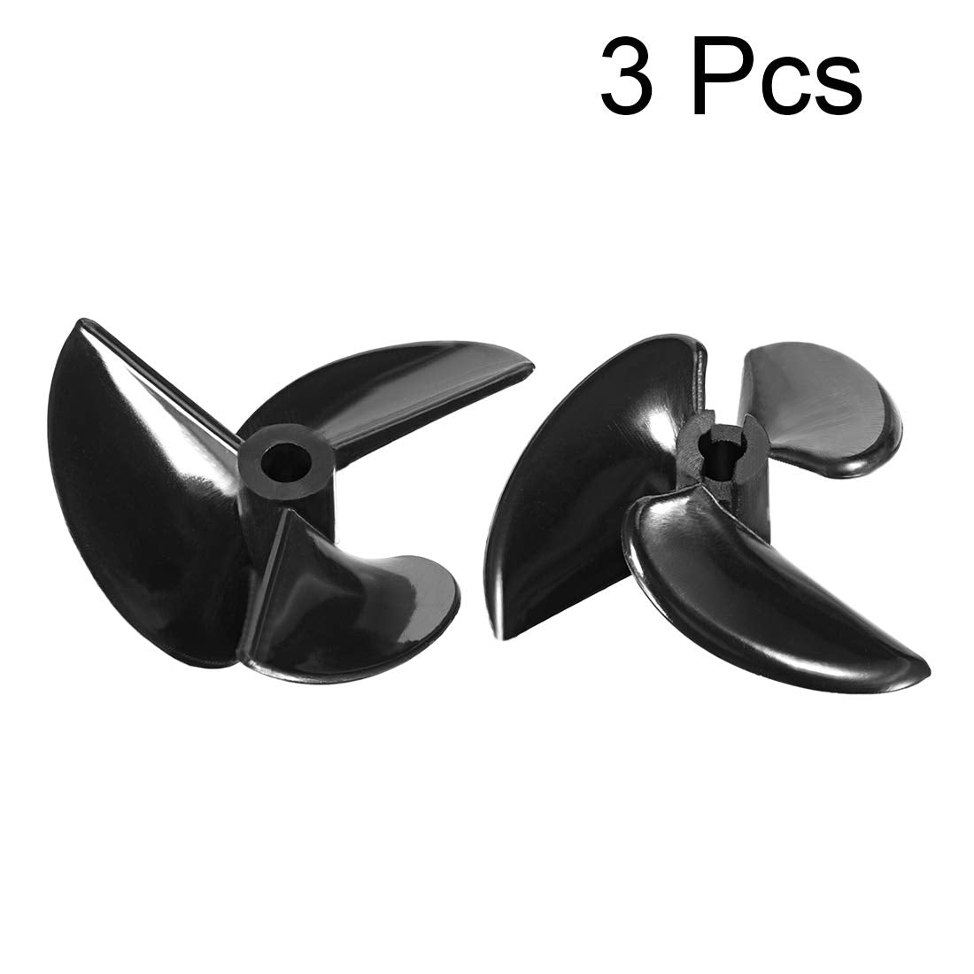uxcell RC Boat CW Propeller 4.8mm Shaft 3 Vanes 52mm 1.6 P/D Fan Shape Pastic Black Rotating Propeller Props for RC Boat, 3pc