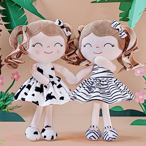 Gloveleya Baby Dolls Soft Snuggly First Baby Girl Gifts Plush Doll with Light Skin & Cow Dress 12inches Animal Series