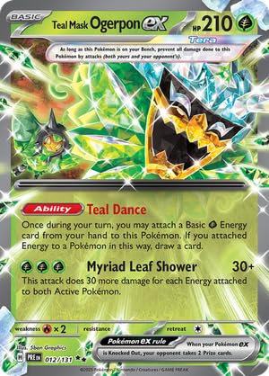 Pokemon - Teal Mask Ogerpon ex 012/131 - Prismatic Evolutions - Double Rare - Foil Single Card