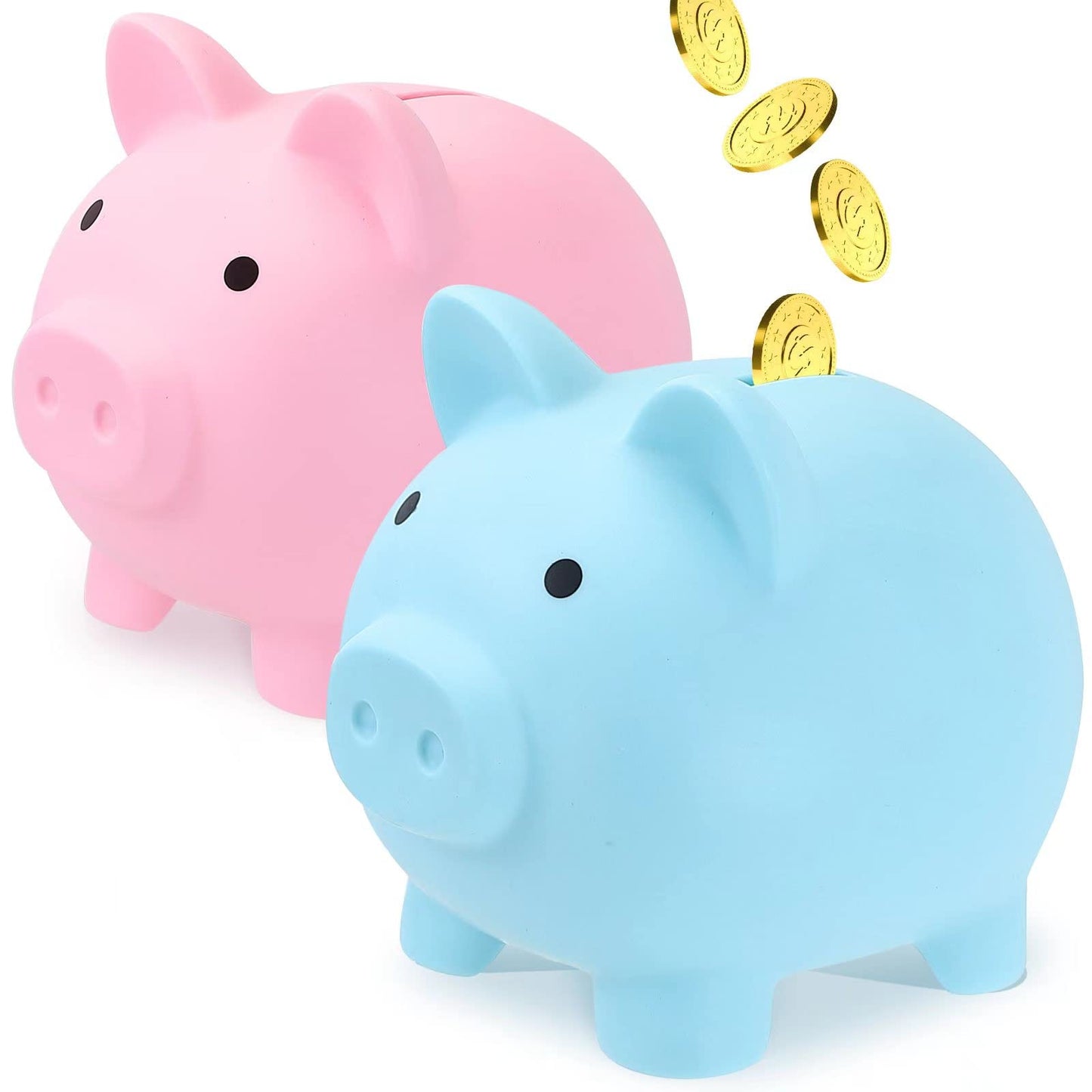 Gadiedie 2Pcs Piggy Banks, Cute Plastic Pig Money Box, Piggy Bank For Girls And Boys, Unbreakable Plastic Coin Bank Fun Gifts Fo