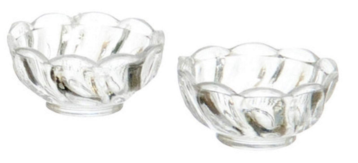 Dollhouse Miniature Set of 2 Fluted Candy Dishes in Clear