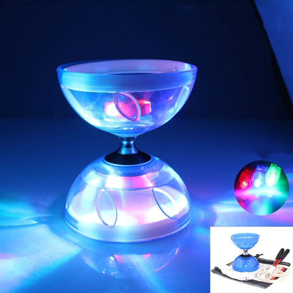 Diabolo Chinese Yoyo Set ,Triple Bearing Diabolo Chinese Yo-Yos Juggling Toys With Colorful Led Diabolo With Diablo Sticks, Diabolo String&Net Bag, Easier Start/ Faster/ Stable&Lasts Longer (Yellow)
