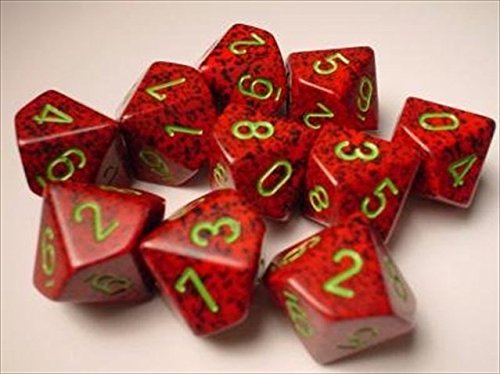 chessex Manufacturing 25104 Strawberry Speckled - Ten Sided Die D10 Set Of 10