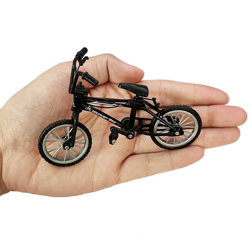 kidbeile Mini Finger Bike Toy - Alloy Mountain Bicycle Model with Tools, Movable Parts, Gift for Kids & Collectors (Black)