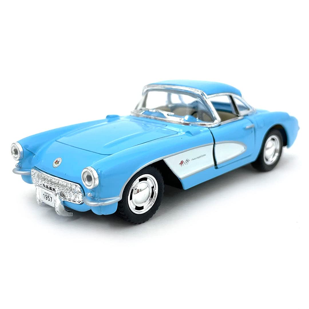 Set of 4: 5'' 1957 Chevy Corvette 1:34 Scale (Black/Blue/Red/White) by Kinsmart