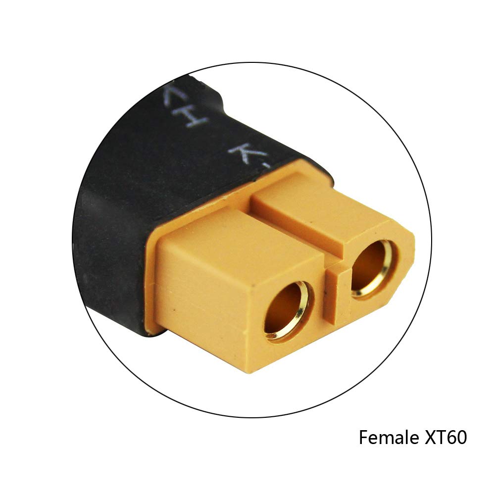 FLY RC 4PCS XT60 Female Plugs RC Battery Charger Adapter Connector Compatible with Slash/Rustler/Stampede/Bandit/E Revo RC Cars
