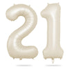 Biapian 40 Inch Cream Number 21 Balloon, 21St Birthday Balloons, Big Digital 21 Or 12 Beige White Giant 21 Foil Balloon Helium F